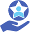 Blue star with a person icon in the center.