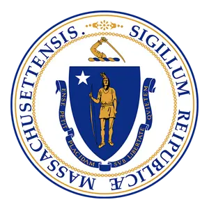 Seal of the Commonwealth of Massachusetts with a Native American figure.